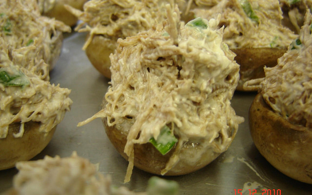 Cogumelos gigantes recheados com carne seca e abóbora