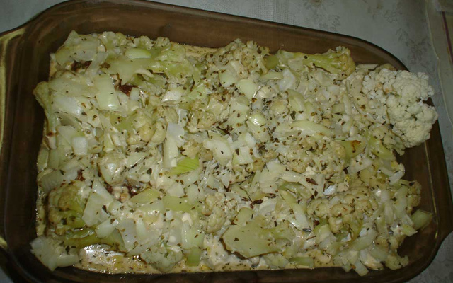 Filé de frango com couve flor ao forno