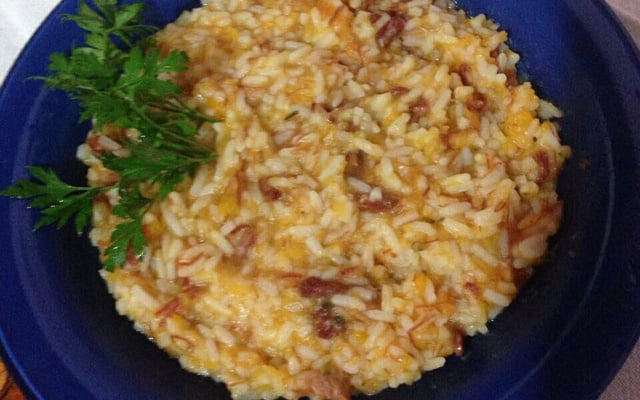 Risoto de carne seca com abóbora