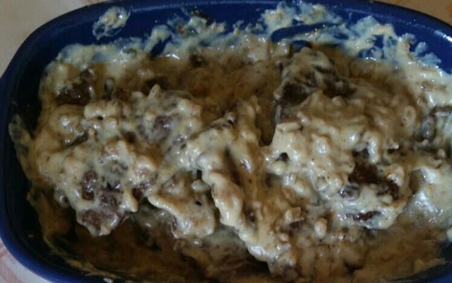 Bifes ao molho de requeijão e mostarda