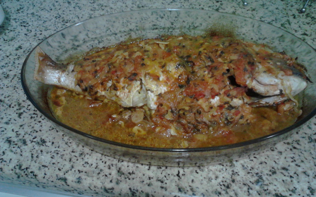 Pargo assado no forno