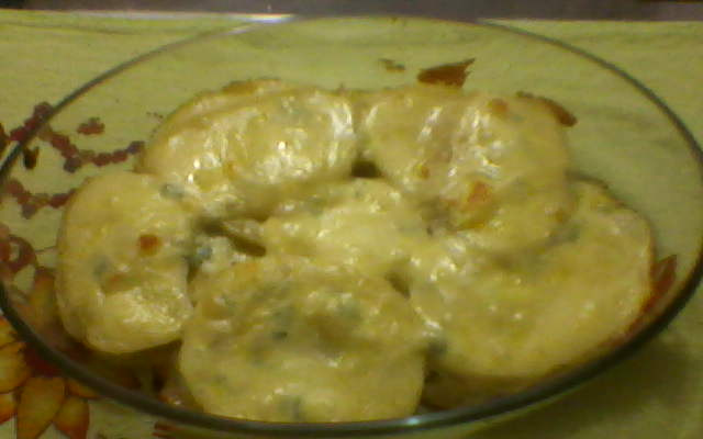 Batata fatiada com ricota