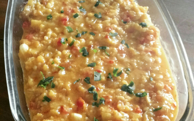 Filé de peixe ao molho e camarão