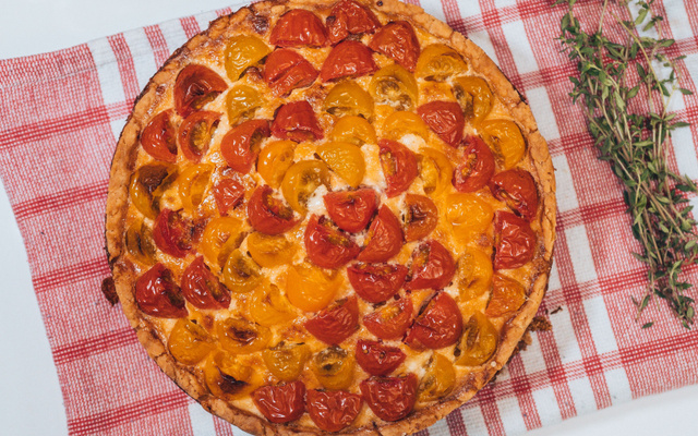 Quiche de bacalhau com alho poró