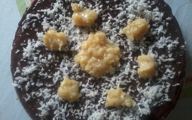 Bolo simples de chocolate com coco
