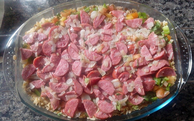 Arrumadinho de arroz com lentilha