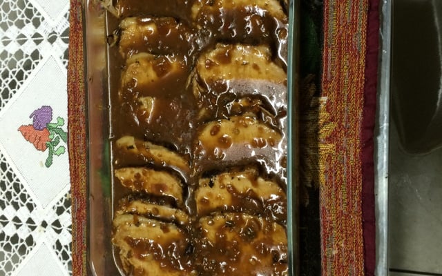 Lombo na panela de pressão com vinho