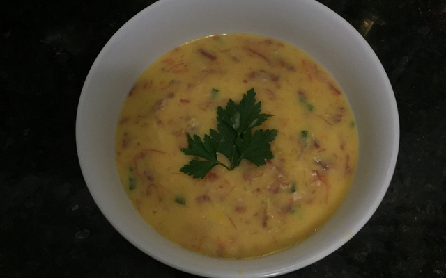 Sopa de mandioquinha com carne seca