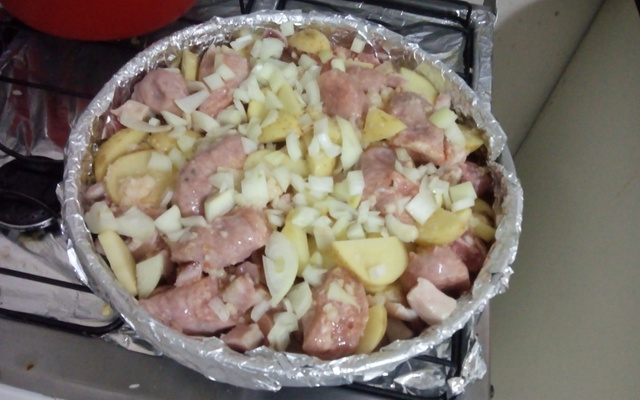 Linguiça de frango no forno