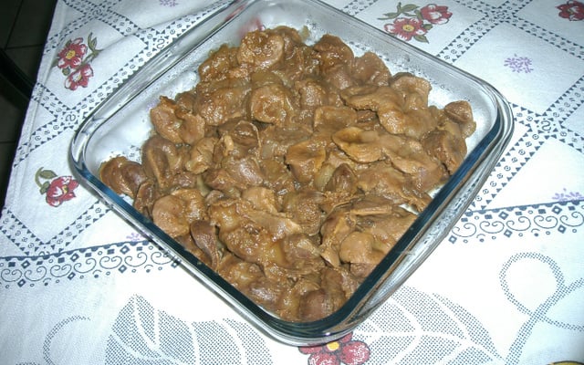 Moela de frango acebolada