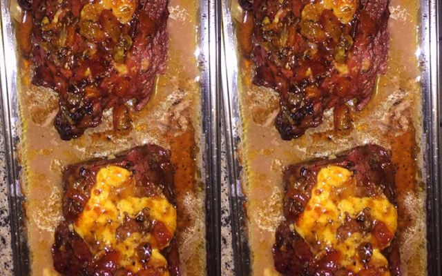 Fraldinha recheada e legumes cristalizados