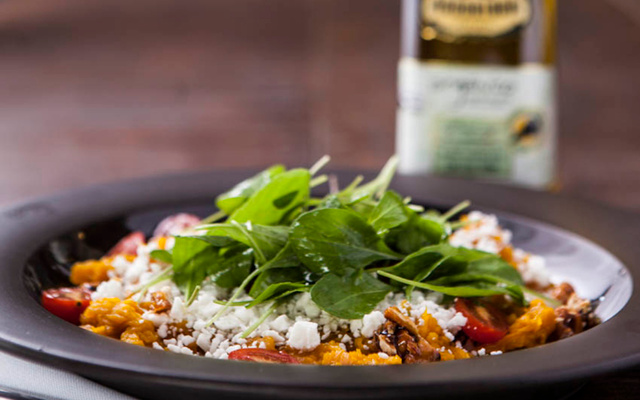 Salada de abóbora com queijo de cabra