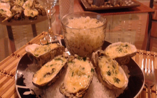 Ostra gratinada no vinho