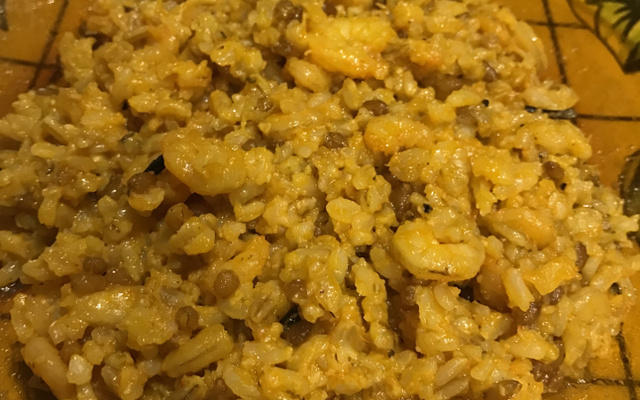 Arroz 7 grãos e camarões