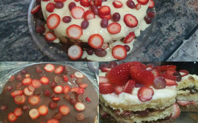 Naked cake com brigadeiros e frutas