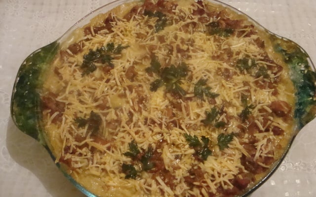 Souflé de chuchu com linguiça