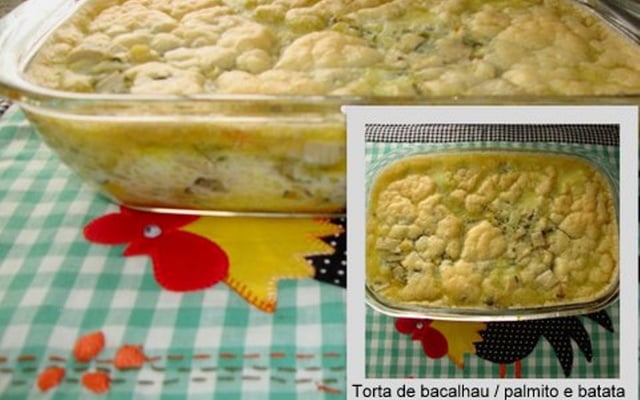 Torta de bacalhau, palmito e batata