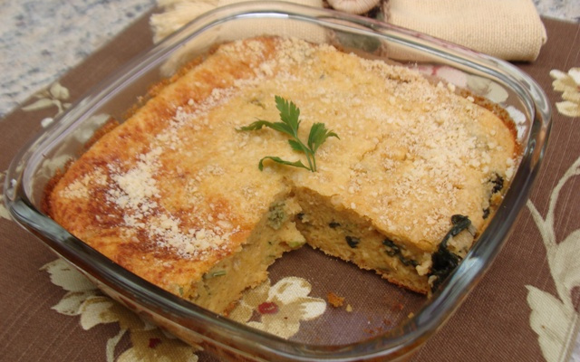 Torta de macarrão com espinafre da Abima