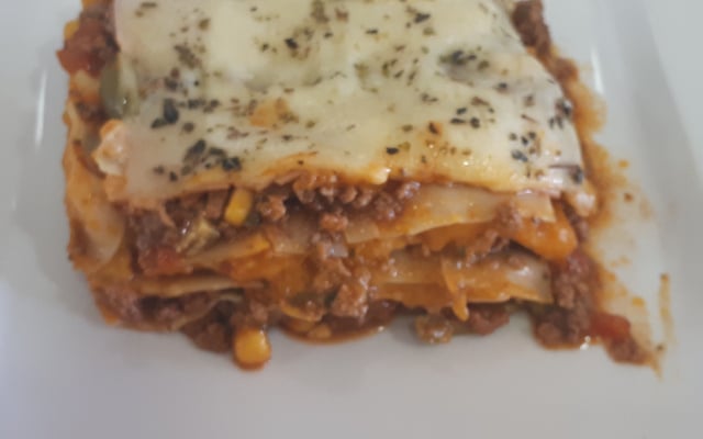 Lasanha de cabotiá com carne moída