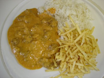 Estrogonofe de camarão