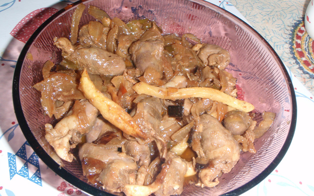 Coração de galinha assado