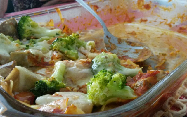 Lasanha de berinjela com brocólis