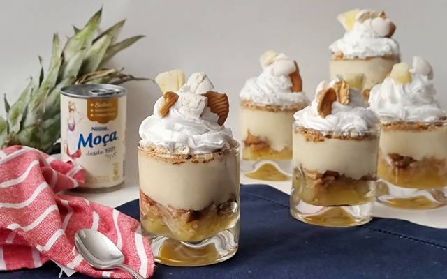 Pavê de abacaxi na taça 