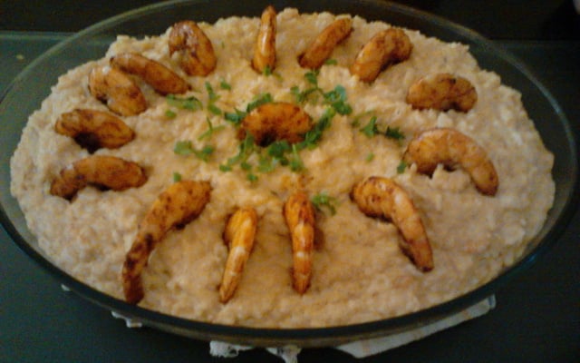 Risoto de camarão com requeijão