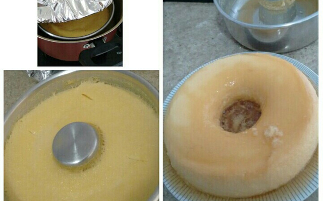 Pudim de leite condensado na boca do fogão