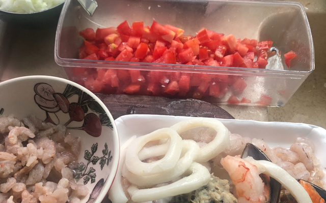 Paella de frutos do mar