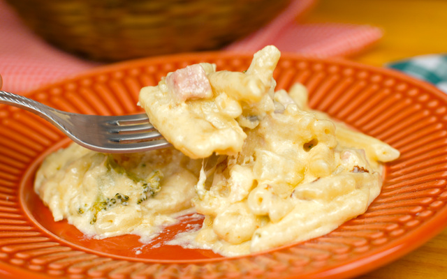 Macarrão ao leite gratinado