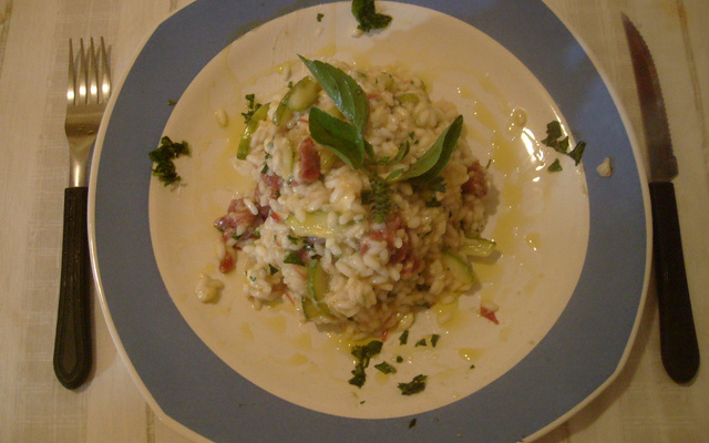 Risoto de abobrinha com carne seca do Otavio