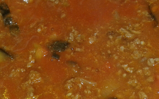 Carne moída com berinjela
