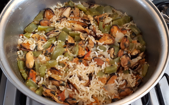 Arroz com mexilhão