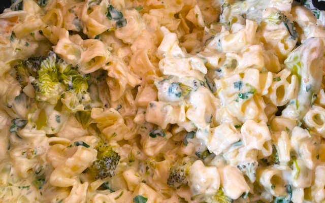 Macarrão com brócolis e creme branco