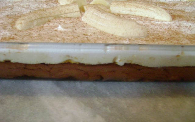 Geladinho de banana com creme de chocolate