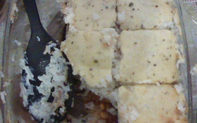 Arroz de forno com hambúrguer de carne