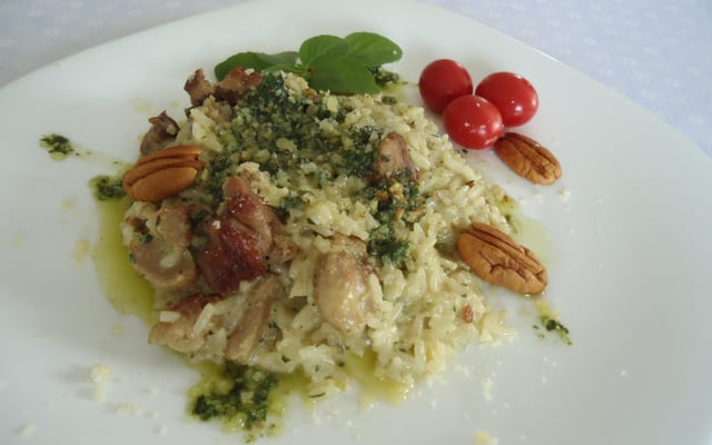 Risoto al Pesto com Nata e Nozes