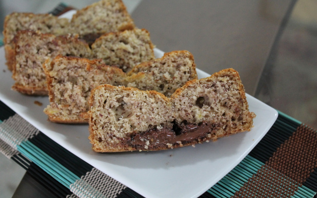 Bolo de banana com nutella