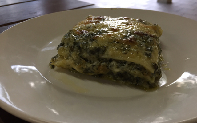 Lasanha com molho de espinafre