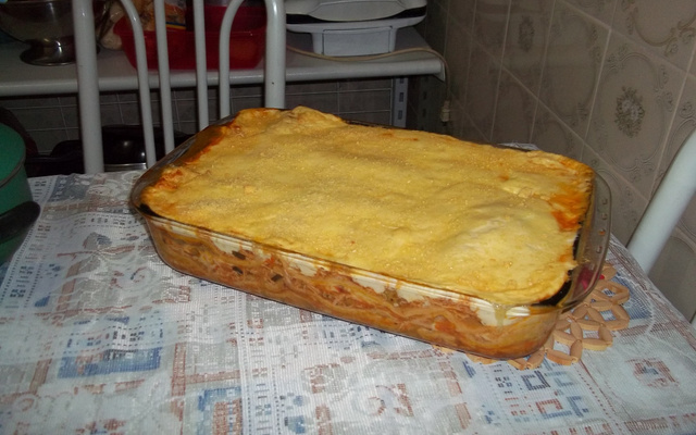 Lasanha de presunto com massa de panqueca