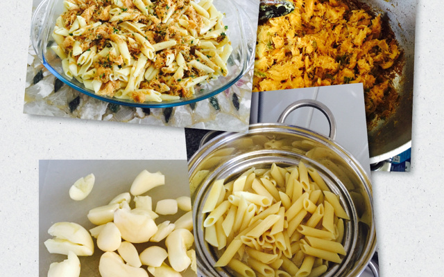 Macarrão com bacalhau ao alho e óleo