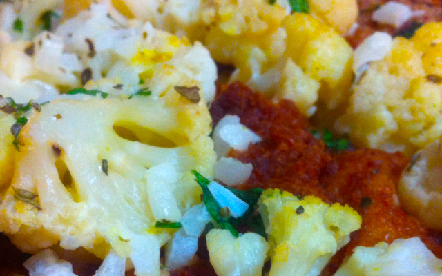 Filé de frango com couve flor ao forno