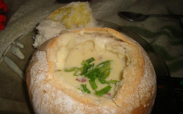 Creme de queijos no pão italiano do Dockendorff