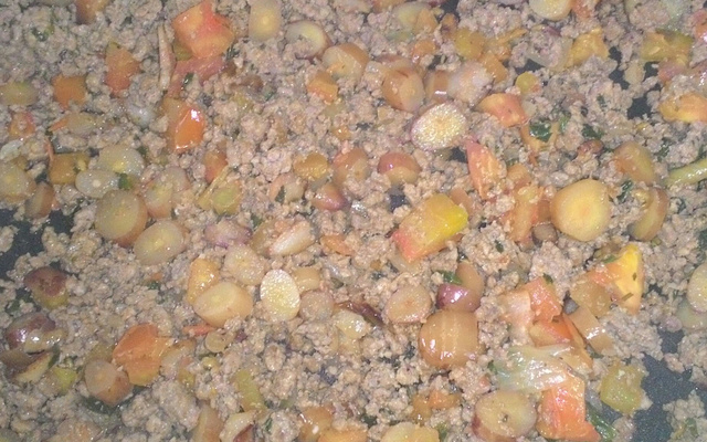 Pinhão com carne moída