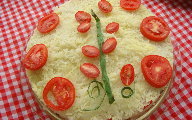 Torta de tomate e arroz