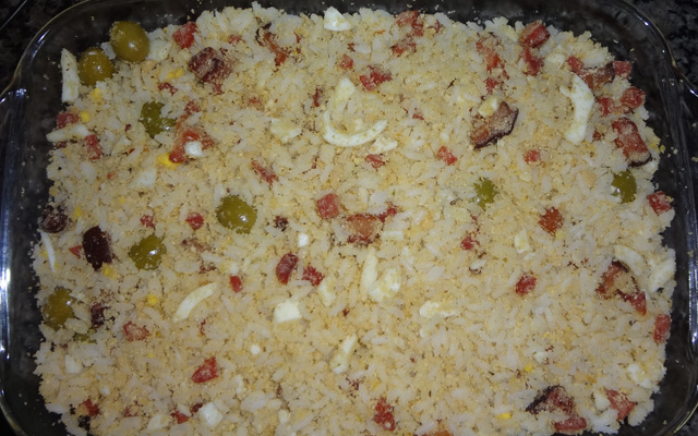Arroz farofa divino para churrasco
