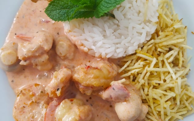Camarão com creme de leite