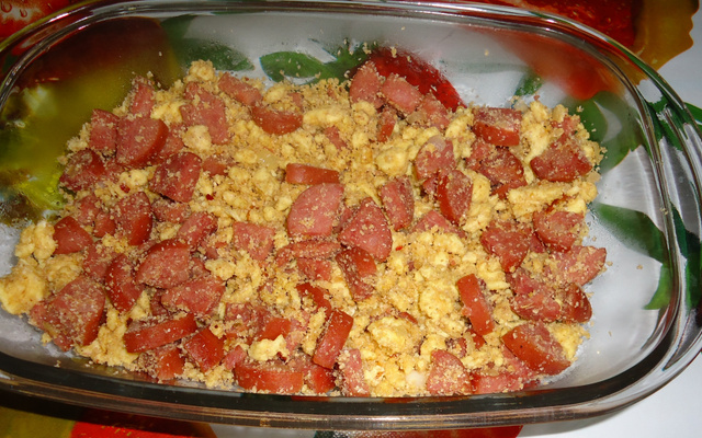 Mexido de ovos com farofa