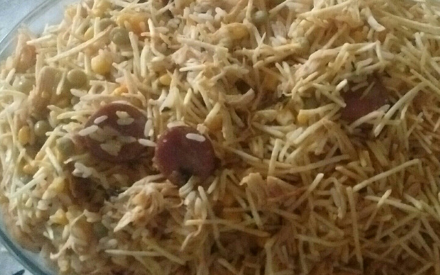 Risoto de frango com calabresa